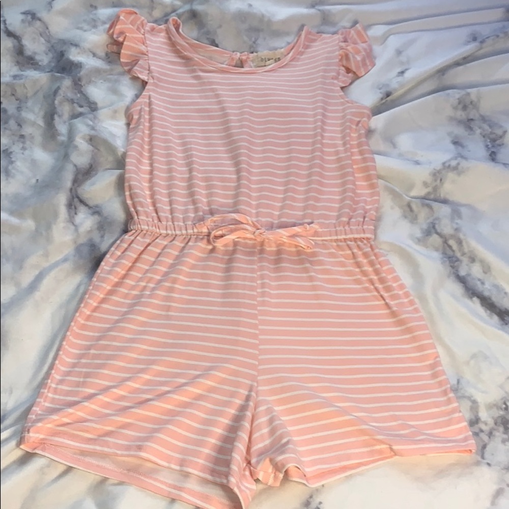 Pink and white stripped romper